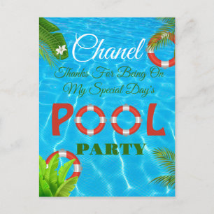 Tropical Pool Party   Summer Birthday  Postcard