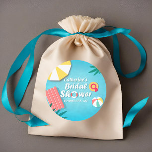 Tropical Pool Party Summer Bridal Shower Classic Round Sticker