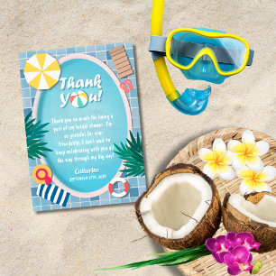 Tropical Pool Party Summer Bridal Shower Thank You Card