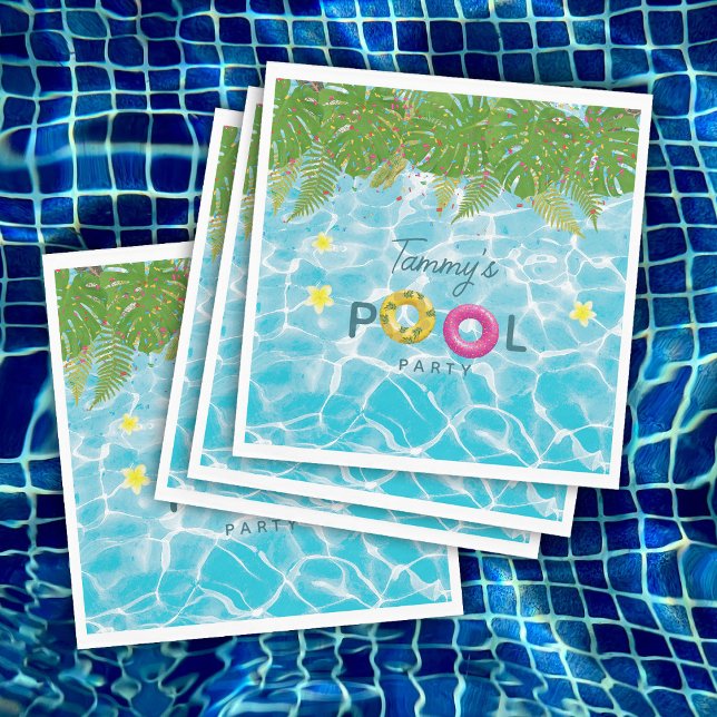 Tropical Pool Party Swimming Pool Birthday  Napkin (Tropical Pool Party Swimming Pool Birthday Napkins)