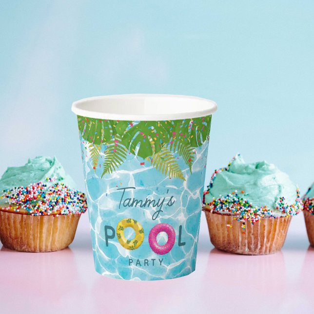 Tropical Pool Party Swimming Pool Birthday  Paper Cups (Tropical Pool Party Swimming Pool Birthday Paper Cups)