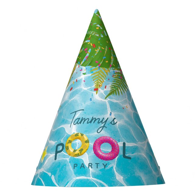 Tropical Pool Party Swimming Pool Birthday  Party Hat (Front)
