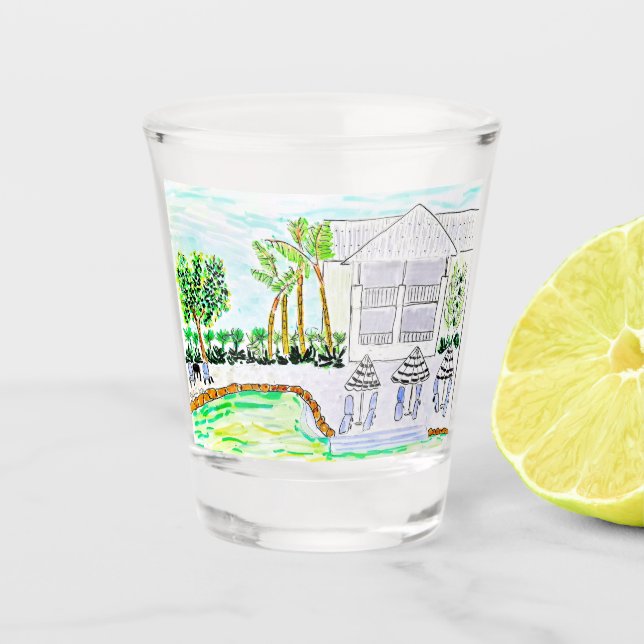 Tropical Poolsde Shot Glass by Ariella & Lily (Front)