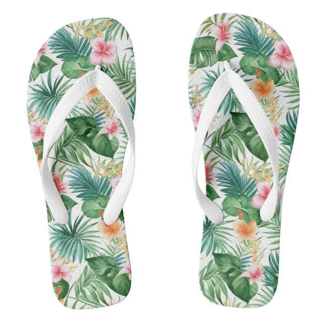 Tropical Print Flip Flops (Footbed)