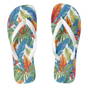 Tropical Print Flip Flops