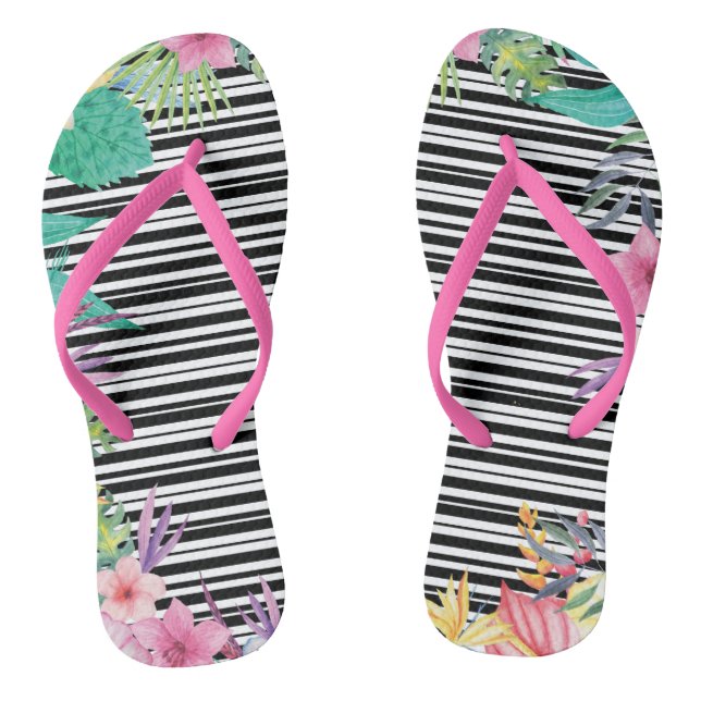 Tropical Print Flip Flops (Footbed)