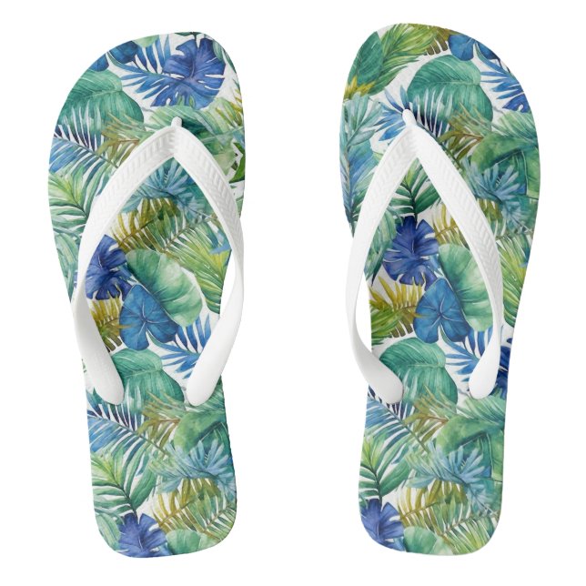 Tropical Print Flip Flops (Footbed)