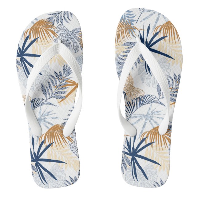 Tropical Print Flip Flops (Footbed)