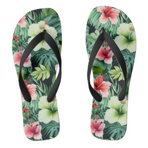 Tropical Print Flip Flops
