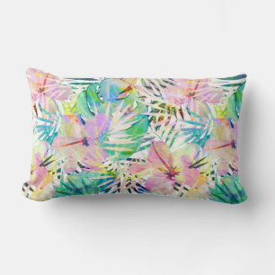 Tropical Print Hibiscus Flowers Throw Pillow