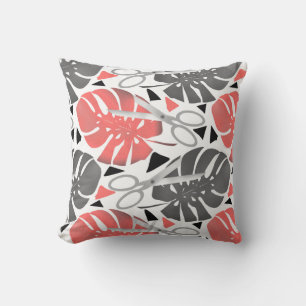 Tropical print monstera leaves scissors jungle exo cushion