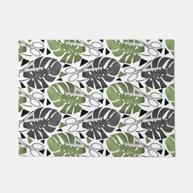 Tropical print monstera leaves scissors jungle exo doormat (Front)