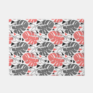 Tropical print monstera leaves scissors jungle exo doormat
