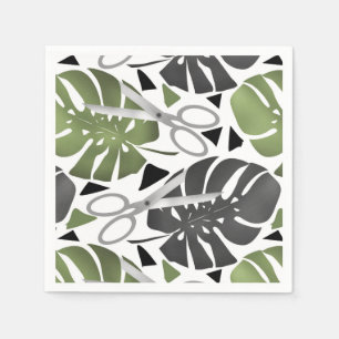 Tropical print monstera leaves scissors jungle exo napkin