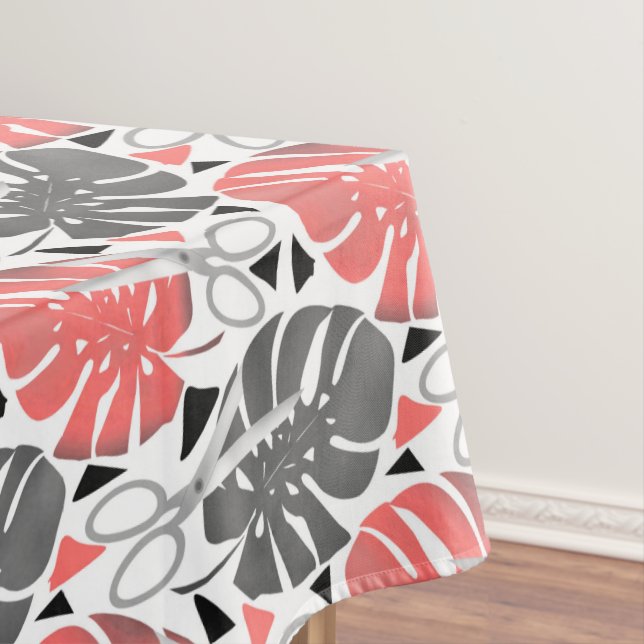 Tropical print monstera leaves scissors jungle exo tablecloth (In Situ)