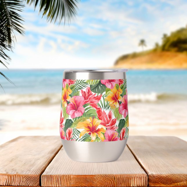 Tropical Print Wine Tumbler (Beach)