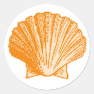 Tropical Protea Orange Sea Shell Classic Round Sticker