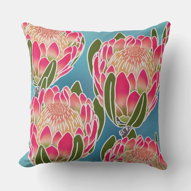 Tropical protea  throw pillow (Front)