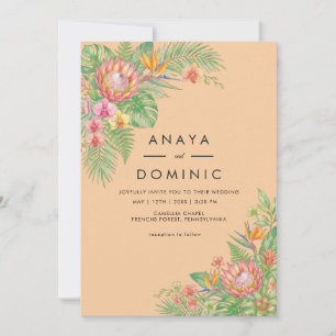 Tropical Protea Wedding Invitation Template