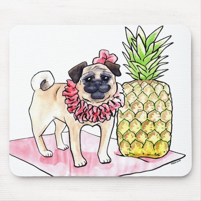 Tropical Pug Mousepad (Front)