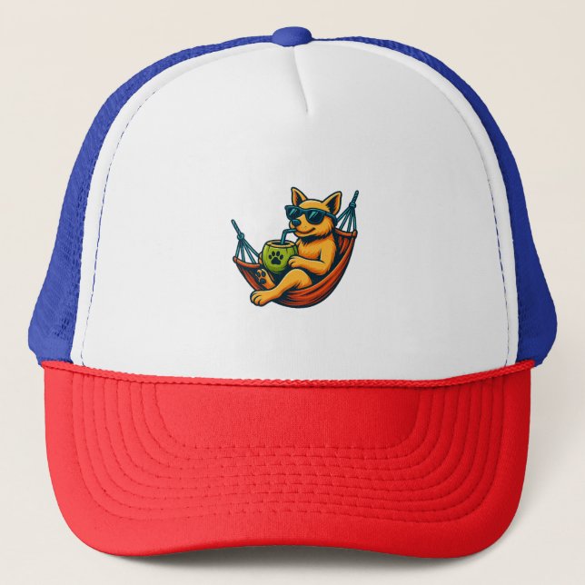 Tropical Pup Vibes Trucker Hat (Front)
