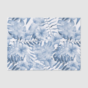 Tropical Purple Blue Floral Leaves Bridal Shower Tissue Paper