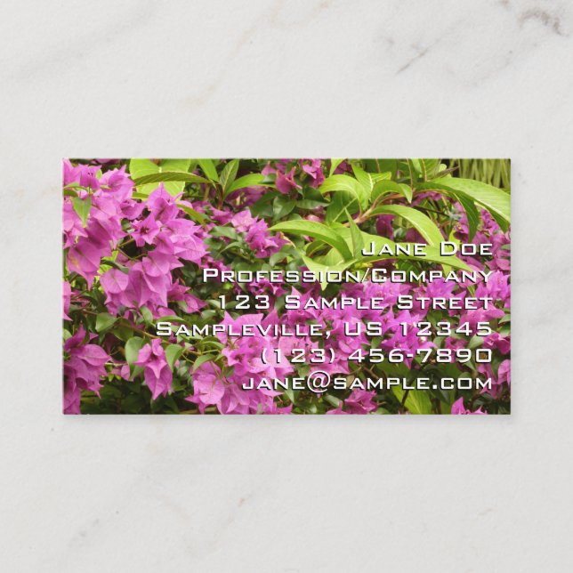 Tropical Purple Bougainvillea Floral Business Card (Front)