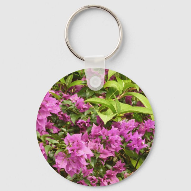 Tropical Purple Bougainvillea Floral Key Ring (Front)