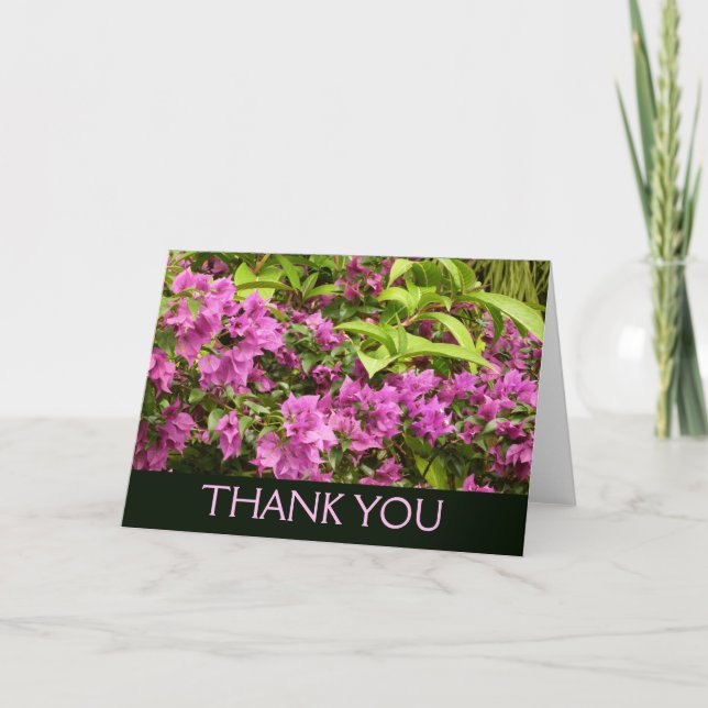 Tropical Purple Bougainvillea Floral Thank You Card (Front)