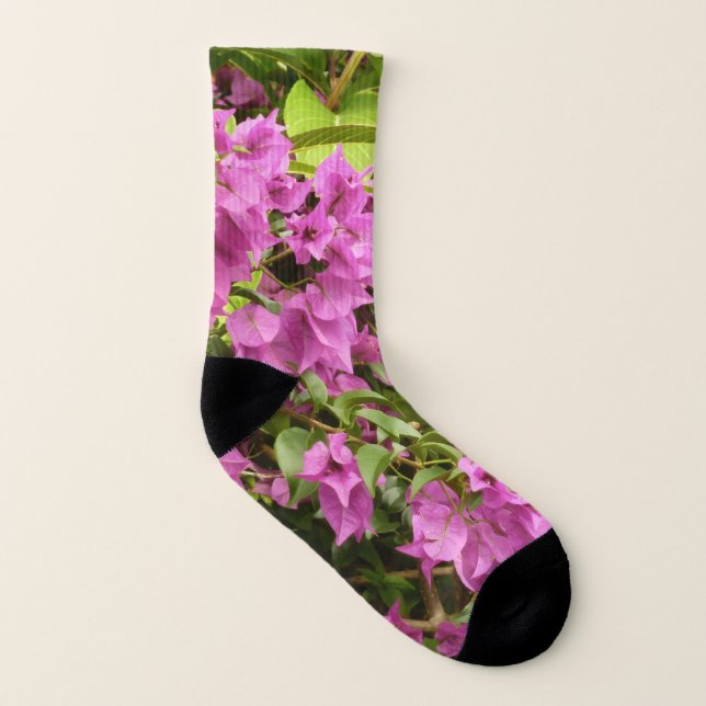Tropical Purple Bougainvillea Socks (Left Inside)