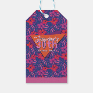 Tropical Purple Floral Birthday Gift Tags