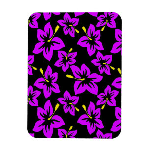 Tropical Purple Hawaiian Hibiscus Flowers Magnet