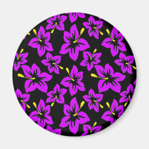 Tropical Purple Hawaiian Hibiscus Flowers Magnet