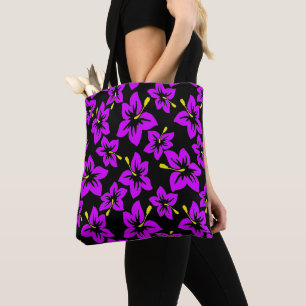 Tropical Purple Hawaiian Hibiscus Flowers Tote Bag