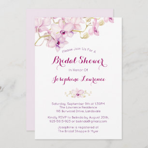 Tropical Purple Orchid Bridal Shower Invitation