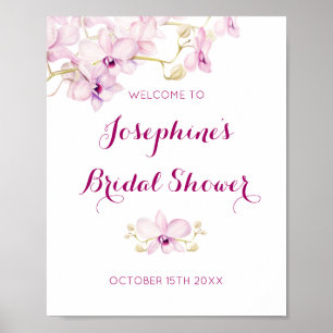 Tropical Purple Orchid Floral Bridal Shower Poster