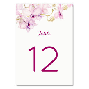 Tropical Purple Orchid Floral Table Number