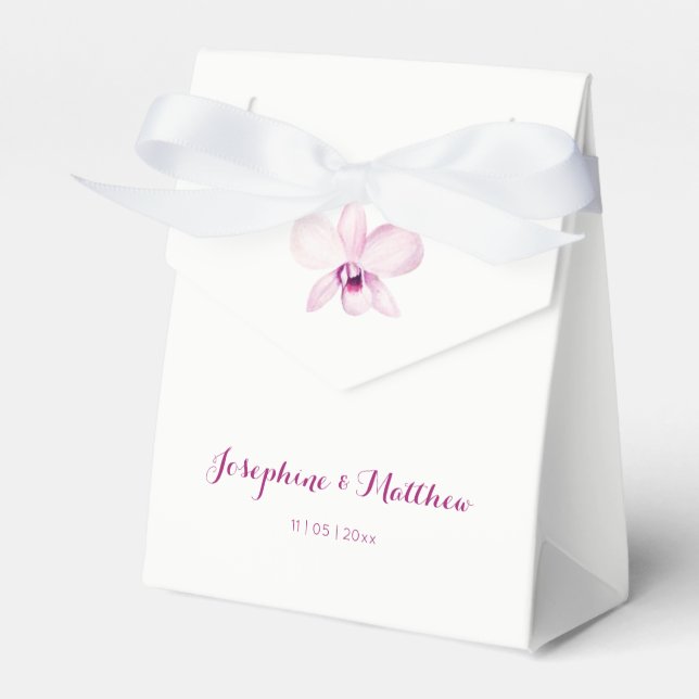 Tropical Purple Orchid Floral Wedding Favour Box (Front Side)