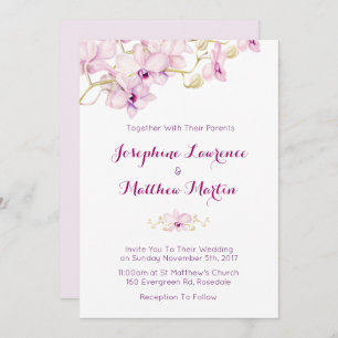 Tropical Purple Orchid Floral Wedding Invitation