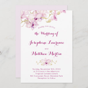 Tropical Purple Orchid Flower Wedding Invitation