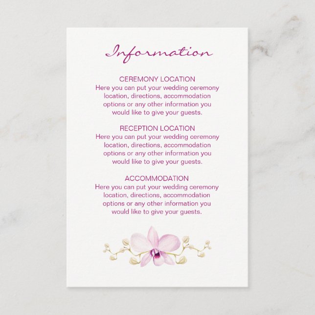 Tropical Purple Orchid Watercolor Enclosure Card (Front)