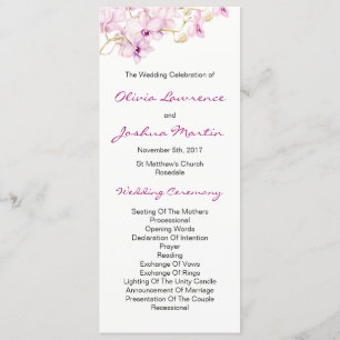 Tropical Purple Orchid Watercolor Wedding Program