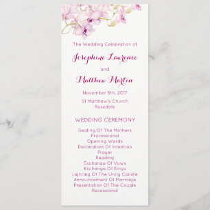 Tropical Purple Orchid Watercolor Wedding Programs