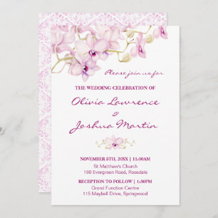Tropical Purple Orchid Wedding Invitation