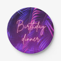 Tropical Purple Palm Leaf Birthday Dinner