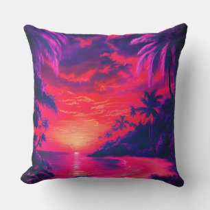 Tropical Purple Paradise Outdoor Throw Pillow
