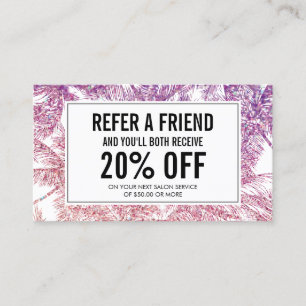 Tropical Purple/Pink Glitter Palms Referral Card