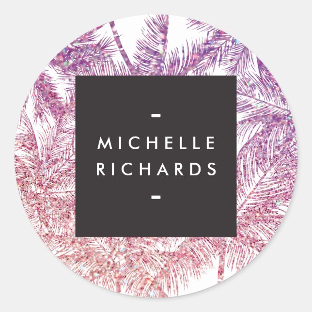 Tropical Purple/Pink Glitter Palms Stickers (Front)