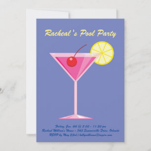 Tropical Purple Pool Party Invitation
