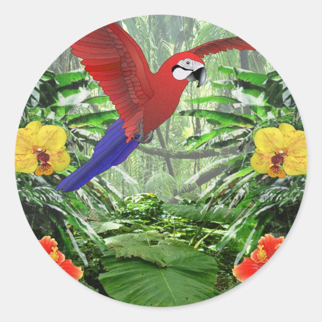 Tropical Rain Forest Classic Round Sticker (Front)
